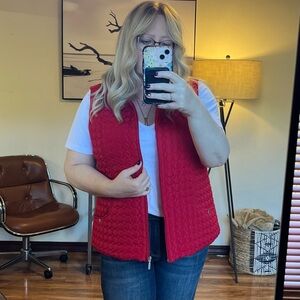 Red Quilted Vest Women Sz XL Great Northwest Indigo full zip puffer pockets